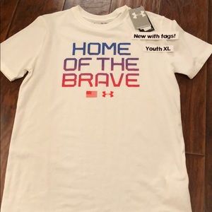 New!  Youth XL Under Armour Home of the Brave tee